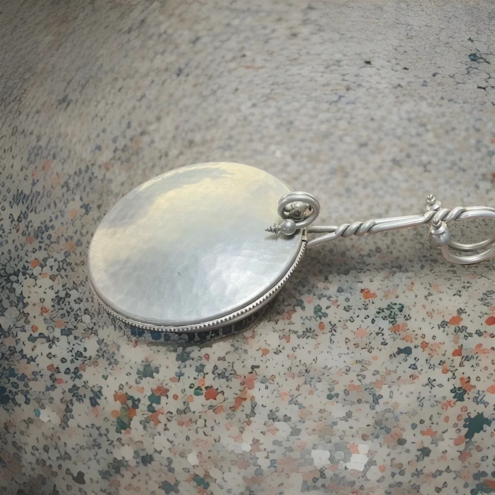 Vintage Hammered Aluminum Covered Crumb Catcher Serving Platter Hinged Cover